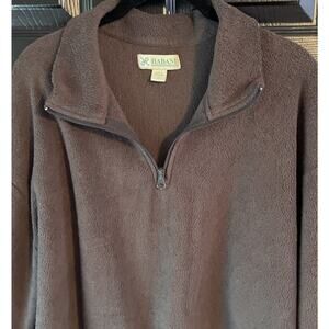 Haband Fleece‎ Sweatshirt Pullover Brown 1/4 Zip Size XL Mock Collar Minimalist
